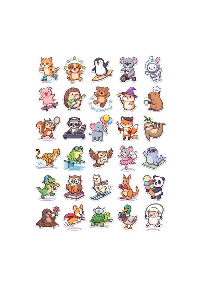 Sevimli Hayvanlar Sticker Seti 150 Adet - 5'li Mega Paket No35 - Laptop Defter Ajanda Çok Renkli