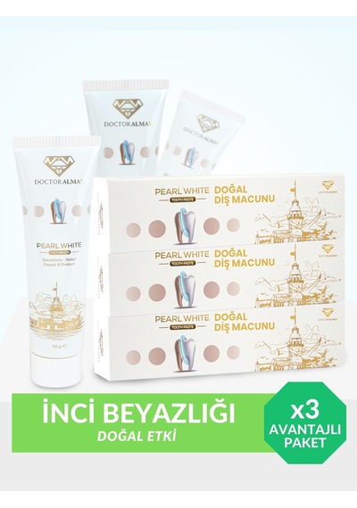 Doctor Almas Pearl White Doğal Diş Macunu 3 x 100 G