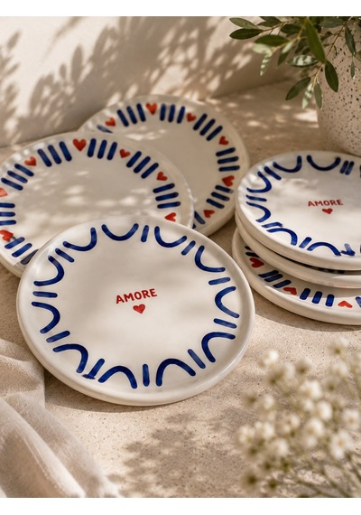 6 Lı Amore Blue Pasta Tabağı Renkli