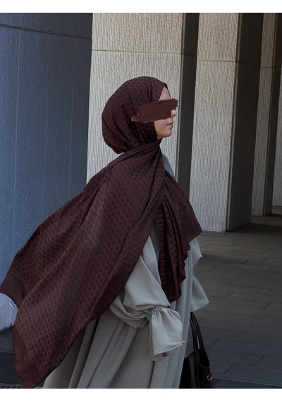 Qalortex Scarf Premium Pamuklu Jakar Şal-acı Kahve