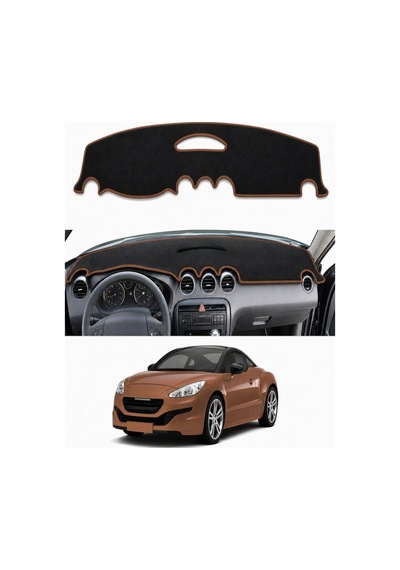 Peugeot - Rcz 2010-2015 Uyumlu Torpido Koruma Kılıfı - Kahverengi Şeritli