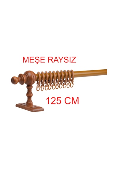 Meşe Raysız Ahşap Rustik Perde Askısı Rustik Borusu 125 Cm