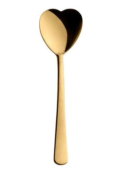 Kalp Şekilli Dondurma Ve Tatlı Kaşığı, Çelik, 6 Adet, Çok Renkli, 18 Cm, Altın Renk Kaplama Diğer
