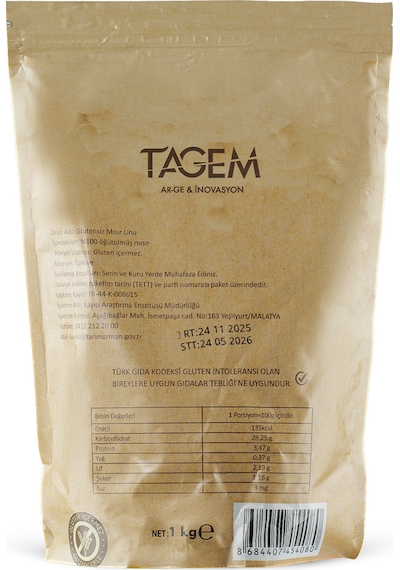 Glutensiz Mısır Unu 1 Kg