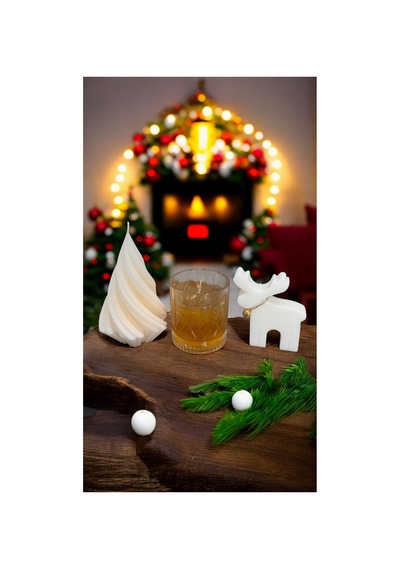 Yılbaşı Christmas Yeniyıl Dekoratif Viski Geyik Ağaç Kokulu Mum Ekru