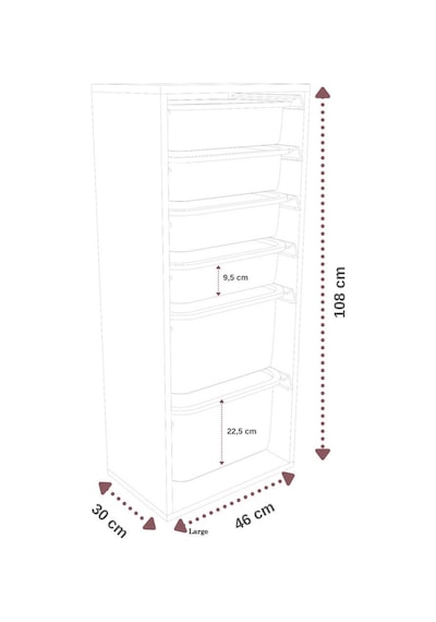 %100 Mdf - Large Mono 6 Sepetli Oyuncak Dolabı Beyaz