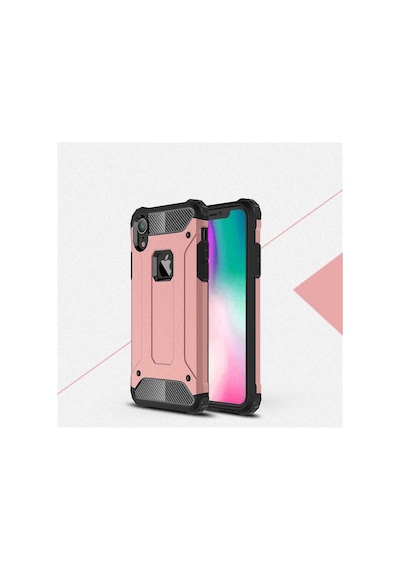 Noktaks - Apple Uyumlu iPhone Xr 6.1 - Kılıf Çift Katman Zırh Tank Crash Military Kapak - Rose Gold