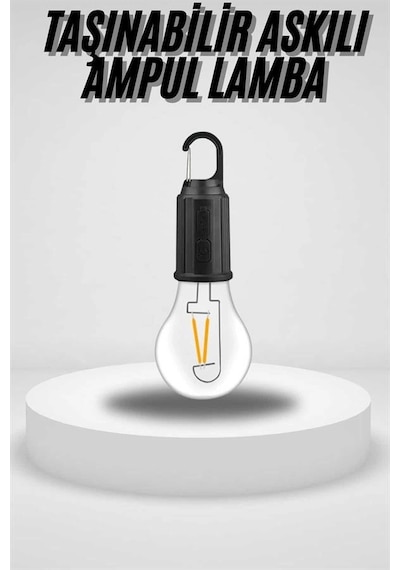 Hubrendy Tekno Taşınabilir Askılı Ampul Kamp Lambası Askılı Type-c Şarjlı Bahçe Lambası AÇIK GRİ KAHVE KARIŞIMI
