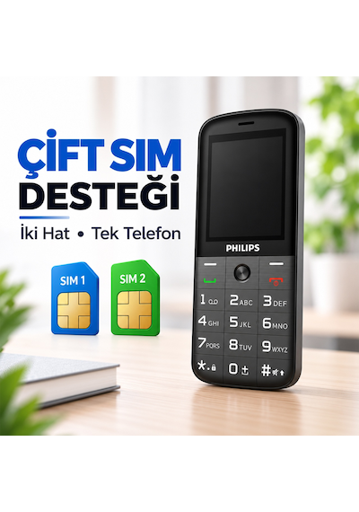 Philips Xenium E227 Kameralı Çift SIM Kartlı Tuşlu Cep Telefonu Siyah