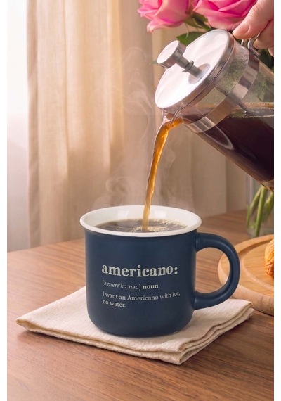 Americano Mottolu Lory Porselen Kupa 380 Ml Mavi
