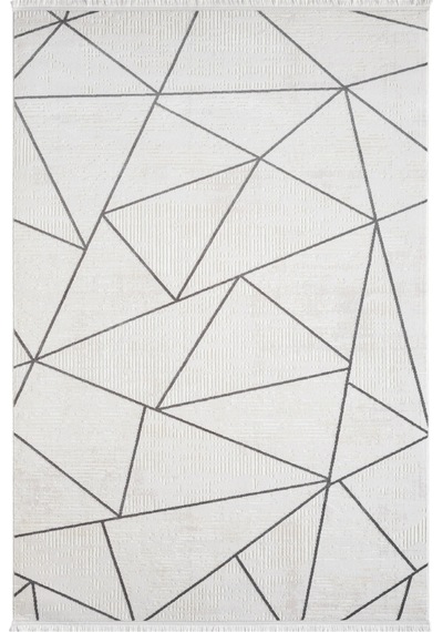 Beyaz Gri Siyah Üçgen Geometrik Modern Halı - Ng5112av