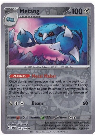 Metang Reverse Holo 114/162 - Temporal Forces - Pokemon Kartı Mint