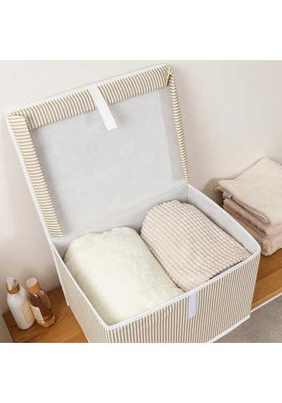 Çok Amaçlı Düzenleyici Kapaklı Sandık Tipi Kutu Hurç Organizer 40 X 30 X 26, Kahverengi