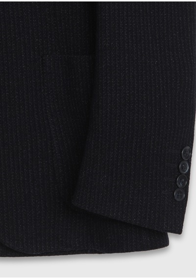Ramsey Lacivert Düz Shirt Shoulder Slim Fit Yün Karışımlı Örme Ceket