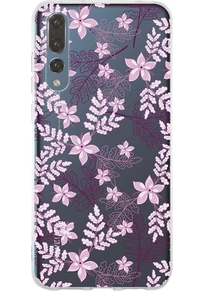 Huawei P20 Pro Uyumlu Kapak Floral Pudra Tasarımlı Şeffaf Silikon Kılıf