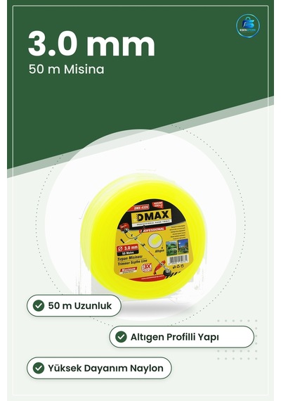 Çim Kesme Misinası 3.0 Mm X 50 M Çim Biçme Naylon Altıgen Kesim B