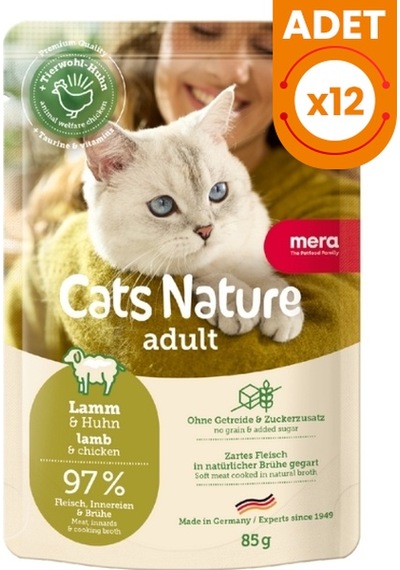 Mera Cats Nature Kuzulu Pouch Yetişkin Konserve Kedi Maması 85 Gr 12 Adet