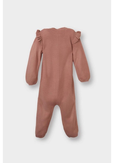 Defacto Kız Bebek Yenidoğan Uzun Kollu Düğmeli Triko Tulum F3227a525wnpn445 Pembe-pn445