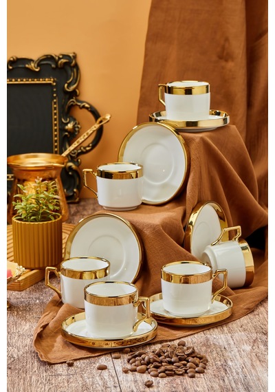 Cooker 100 Ml 6'lı Altın Yaldızlı Porselen Çay Fincan Takımı Diğer