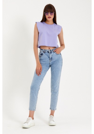 Kadın Regular Fit Crop Tişort Spr22tsk128 001