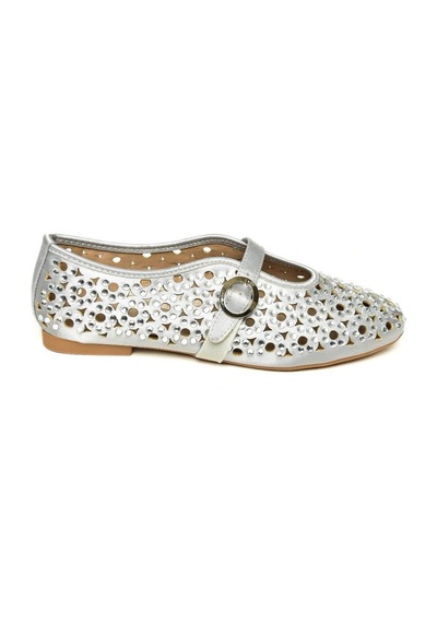 Fox Shoes U820086704 Gümüş Kumaş Kadın Babet Gümüş-kumaş Gümüş