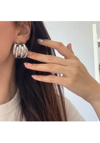 Çelik 6 Halkalı Küpe Silver