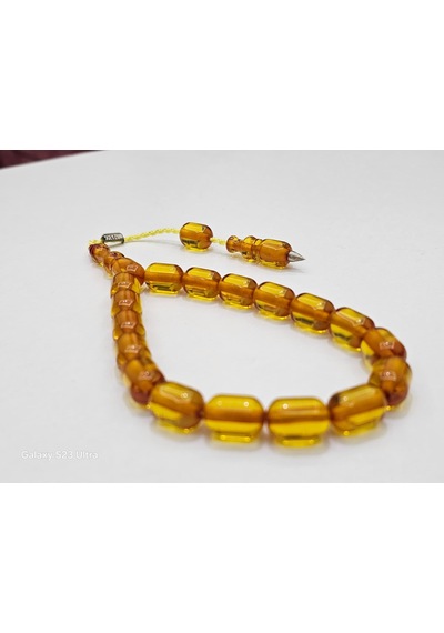 Zeyzun Usta Bilek Boy Efe Maskot Sıkma Kehribar Tespih 16x11 Mm K