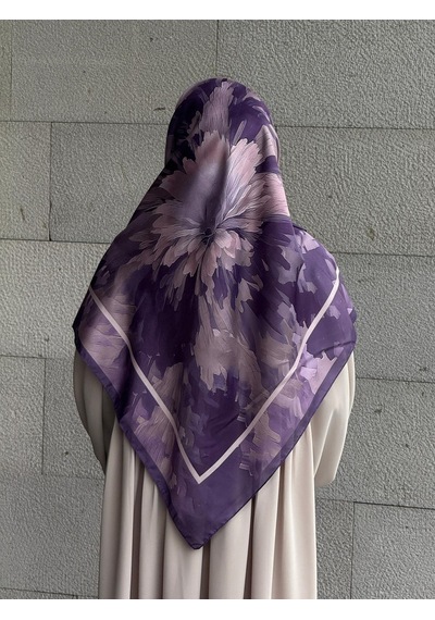 Qalortex Scarf Pamuklu Soft Luna Desen Eşarp-lila