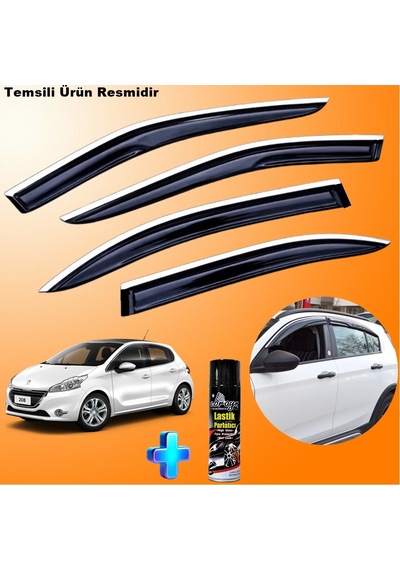 Peugeot 208 Mügen Cam Rüzgarlığı Abs Nikelaj Krom Cam Rüzgarlığı 2012-2019 + Ebrayn Lastik Parlatıcı