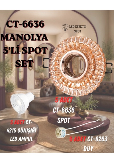 Cata Manolya Spot Set 5 Adet Ct-6636 Spot+ 5 Adet Ct-4215 Günışığı+ 5 Adet Ct-9263 Duy Rose