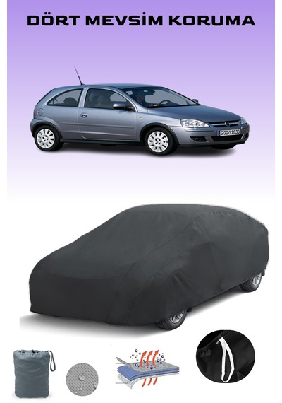 Siyah, Opel Corsa 3 Kapılı 2003 - 2006, Araba Brandası, Oto Örtüsü, Araba Çadırı Siyah