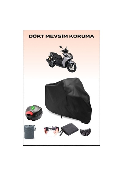 Siyah Rks Arome 125 Arka Çanta Uyumlu Motosiklet Branda Su Geçirmez Dayanıklı Kumaş