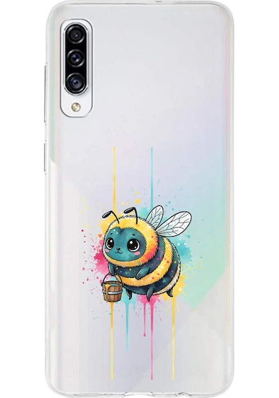 Samsung Galaxy A30s İle Uyumlu Splash Arı Tasarımlı Şeffaf Silikon Kılıf Şeffaf