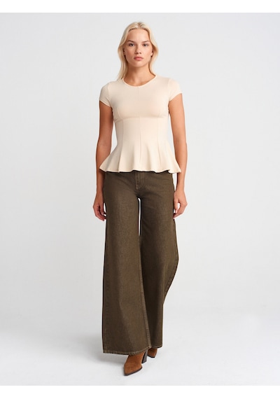 Dilvin 31992 Peplum T-shirt-taş Taş
