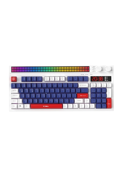Spectrum K1 Fonksiyonel Çift Lcd Ekran & - Membran 94 Tuşlu Gaming Klavye Mavi-kırmızı