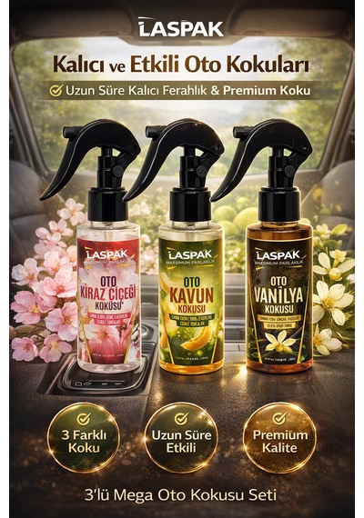 Premium 3 Lü Oto Kokusu Seti Uzun Süre Kalıcı Doğal Esans Yoğun Aroma 001