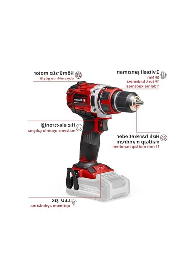 Akülü Vidalama Makinesi, 18v, 44 Nm Tork Ve 13 Mm Mandren