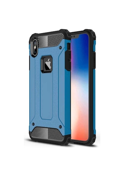 Noktaks - Apple Uyumlu iPhone X - Kılıf Çift Katman Zırh Tank Crash Military Kapak - Mavi