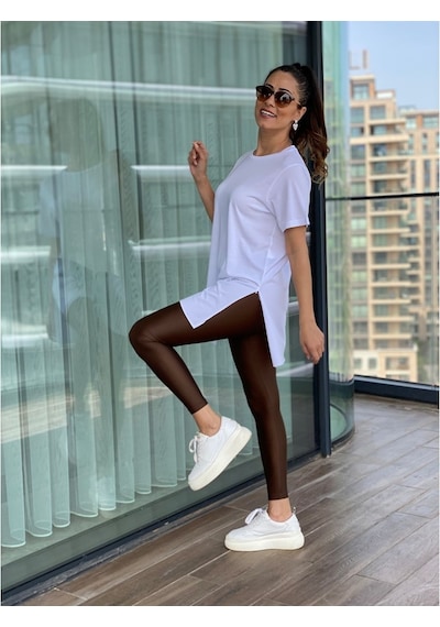 Beyaz Bisiklet Yaka Basic Kadın T-Shirt
