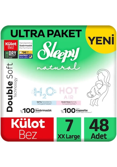 Sleepy Natural Double Soft Ultra Paket Külot Bez 7 Numara Xxlarge 48 Adet
