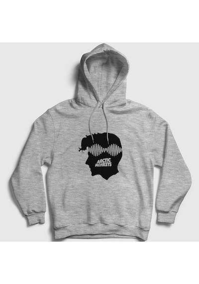 Presmono Unisex Head Arctic Monkeys Kapüşonlu Sweatshirt Gri Melanj