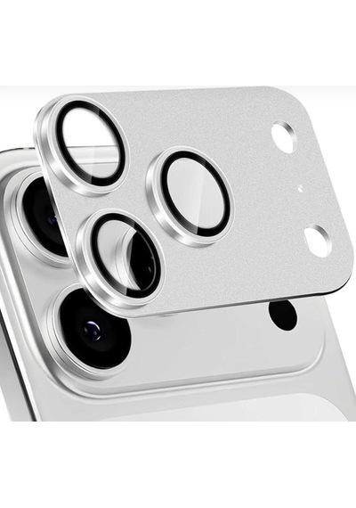 Apple Uyumlu iPhone 17 Promax Metal Koruyucu Lens Çerçeveli Pürüzsüz Gümüş