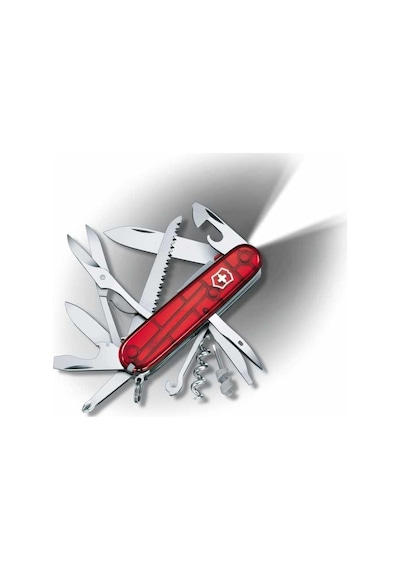 Victorinox Huntsman Lite 1.7915.T Şeffaf Kırmızı İsviçre Kamp Çakısı Kırmızı