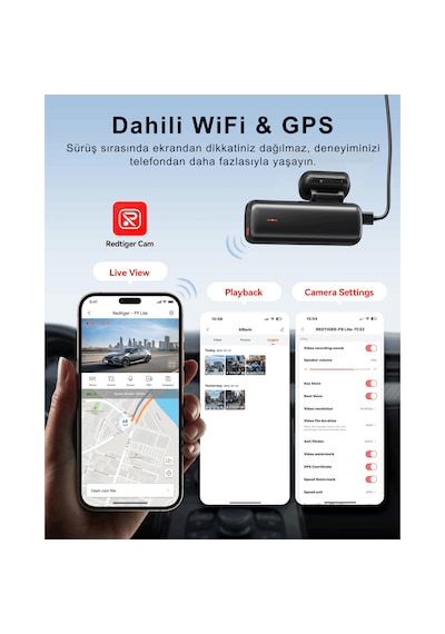 F9 Lite 4k Wifi Gps Araç Kamerası Adas Destekli Mini Araç İçi Kamera G-sensör & 24 Saat Park Modu