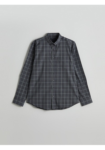 Lcwaıkıkı Classic Gri Regular Fit Uzun Kollu Ekose Poplin Erkek Gömlek