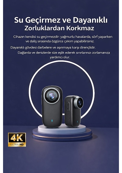 4k Ultra Hd Mini Aksiyon Kamerası Manyetik Klipsli Su Geçirmez Geniş Aksesuar Seti
