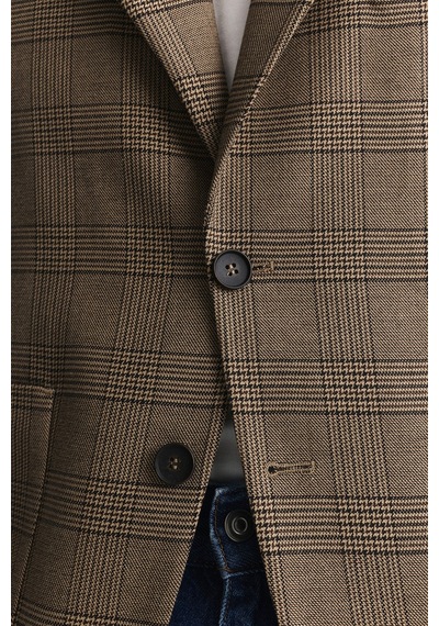 Antioch Ekose Relax Fit Blazer Ceket Camel