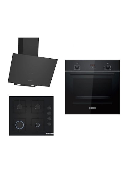 Bosch HBF512BB1T - POP6C6P30O - DWK64PJ60T Siyah Ankastre Set