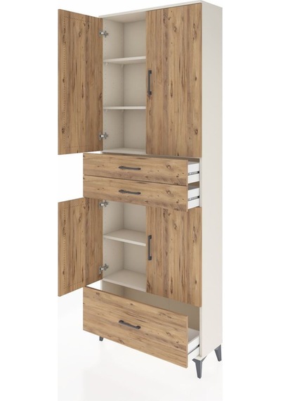 Arges Dolap 5 Raflı 3 Çekmeceli 4 Kapaklı 88x30x243 Aytaşı-çam Aytası