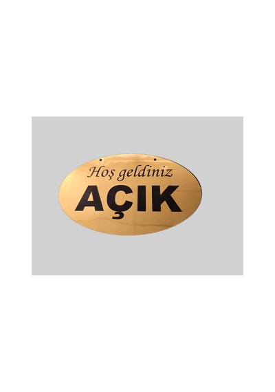 Lüks Gold Aynalı Pleksi Ve Ahşap Çerçeveli Çift Taraflı Açık / Kapalı Kapı Tabelası - 21x13 Cm